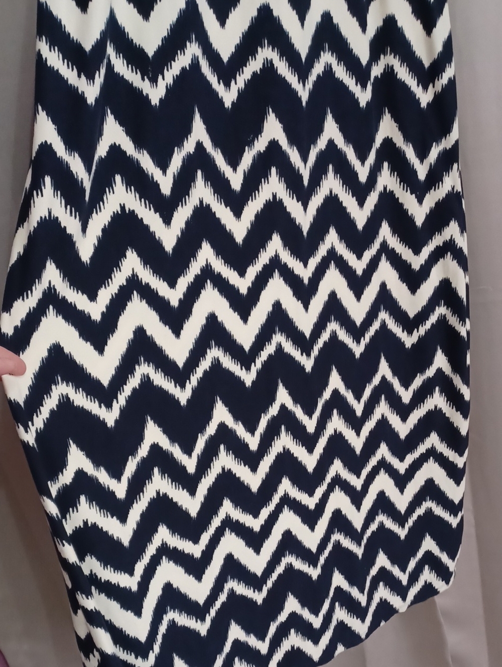 Allison Brittney Chevron Maxi Dress Elastic Off Shoulder Neck Tie Waist Stretch - Picture 9 of 14